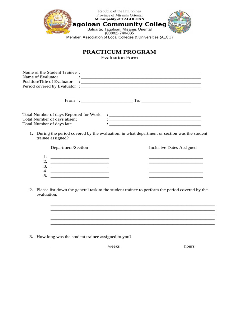 Practicum-Program-Evaluation-Form (1) | PDF