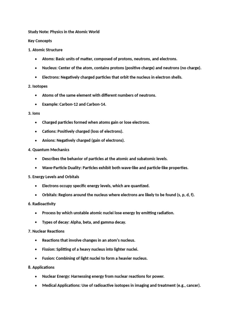Atomic Physics Study Guide | PDF