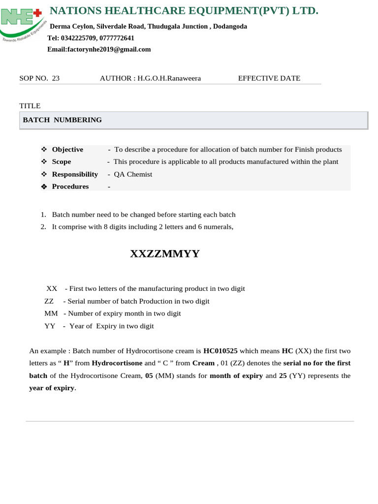 Batch Numbering Guide | PDF | Drugs