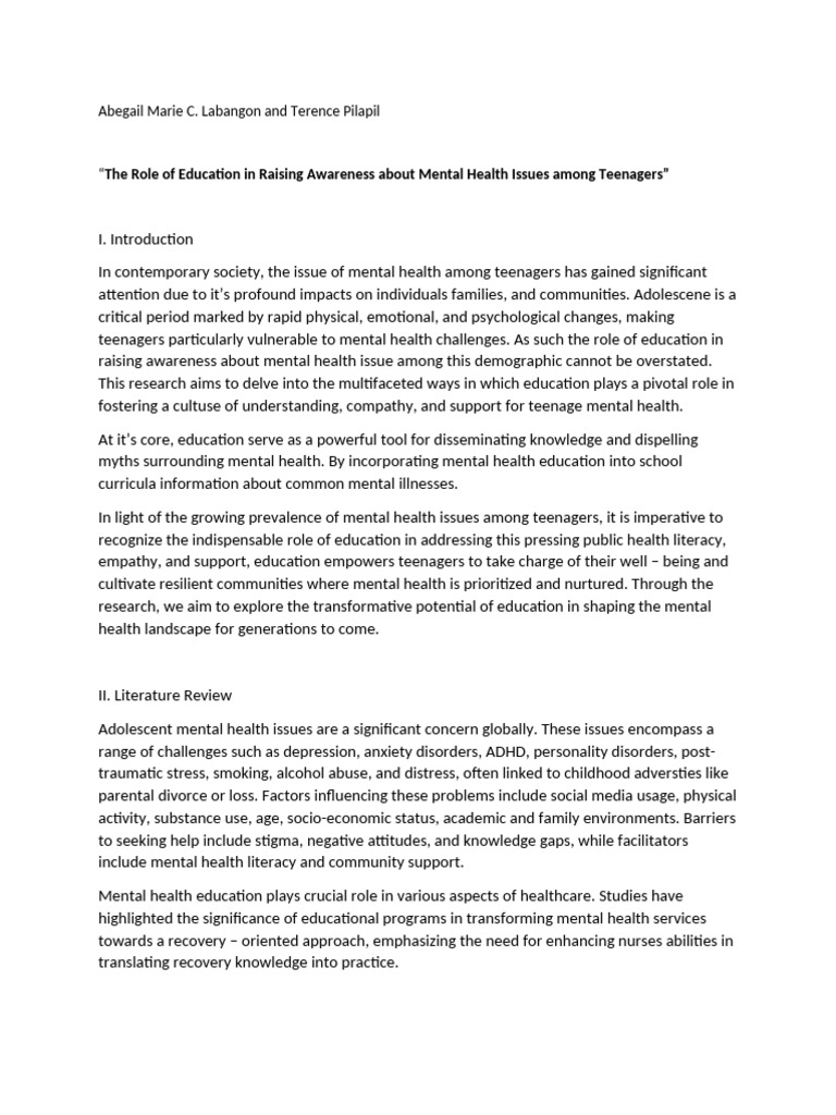 The Role of Education in Raising Awareness About Mental Health Issues ...