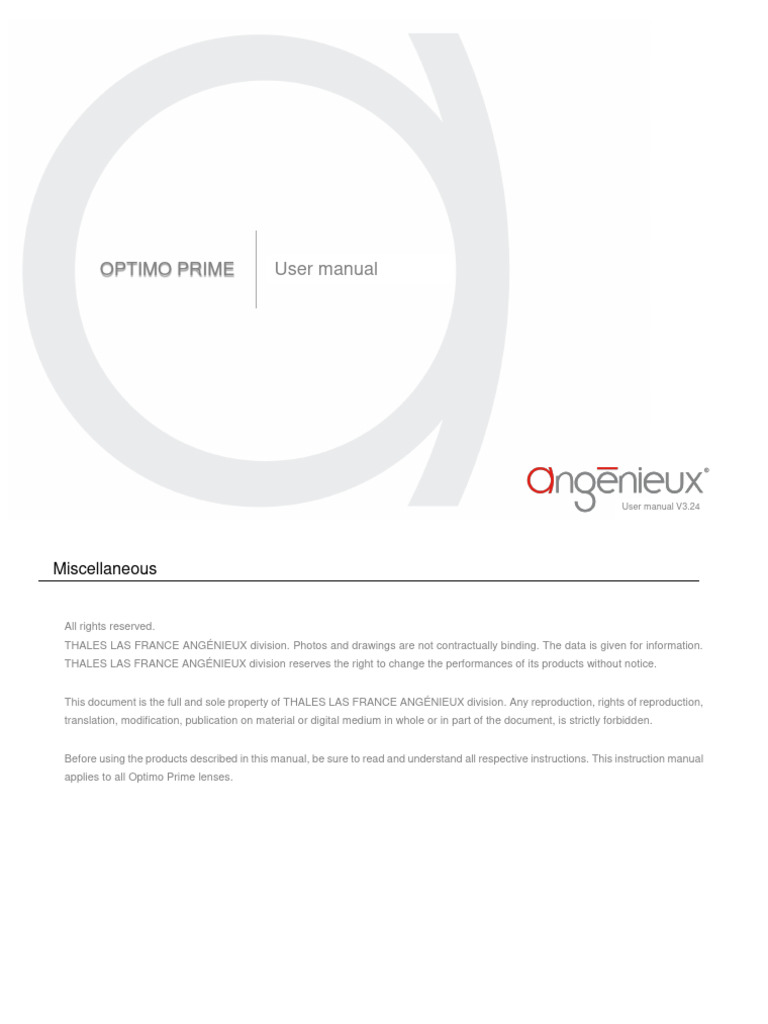 Optimo Prime Lens User Manual V3.24 | PDF | Camera Lens | Camera