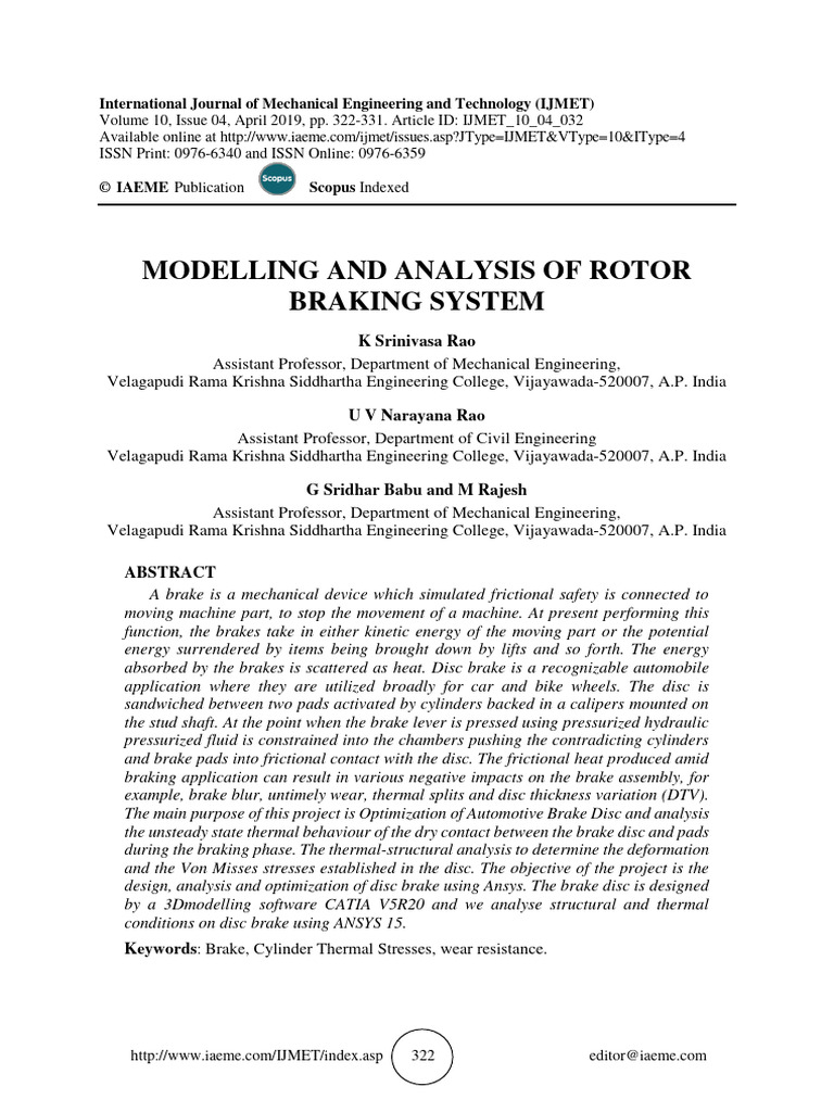 Rotor Braking System Analysis and Optimization | PDF | Brake ...