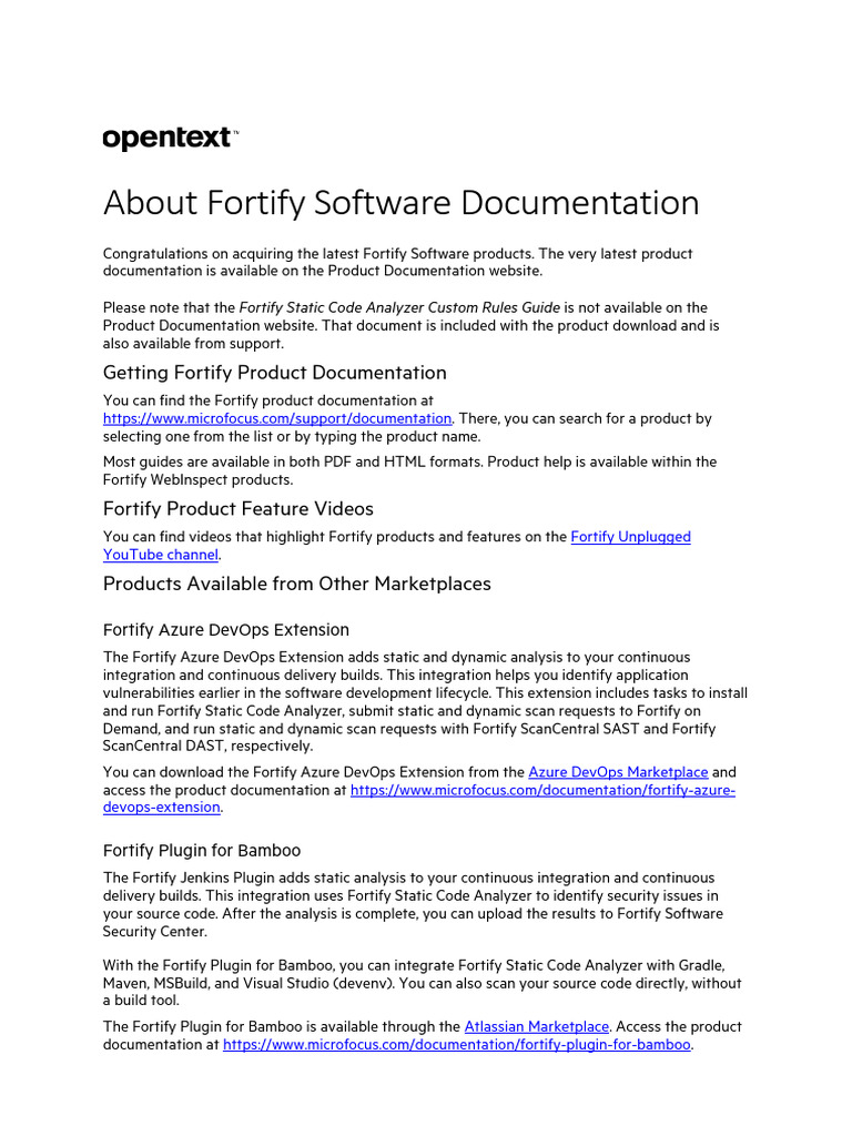 About Fortify Docs 223.2.0 | PDF | Eclipse (Software) | Computer Security
