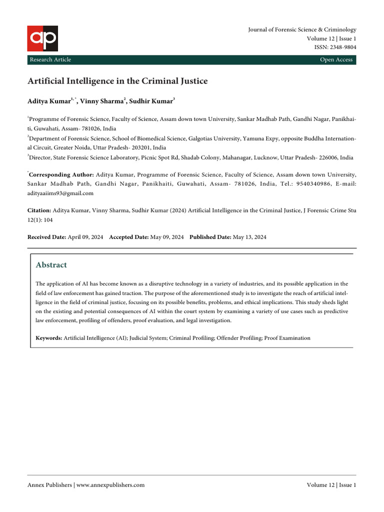 Artificial Intelligence in The Criminal Justice | PDF | Artificial ...