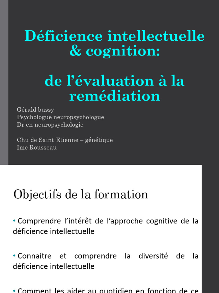 Approche cognitive de la déficience intellectuelle | PDF | Mémoire ...
