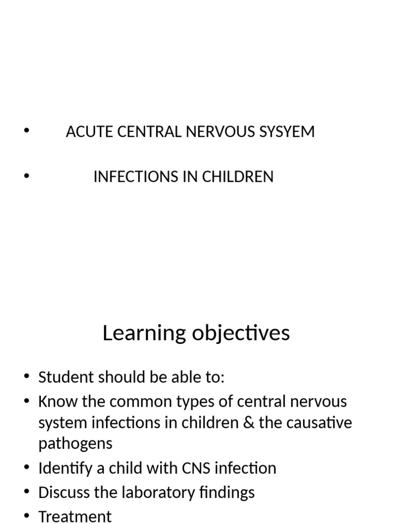Infections of Central Nervous System | PDF | Meningitis | Infection