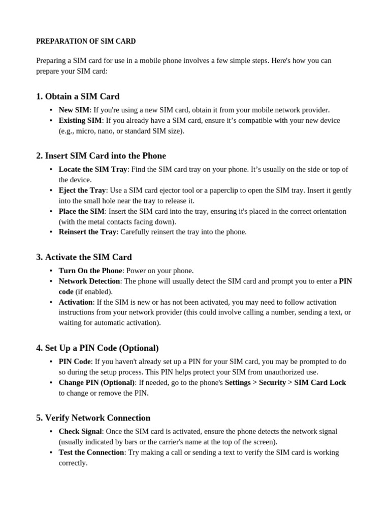How to Prepare Your SIM Card | PDF