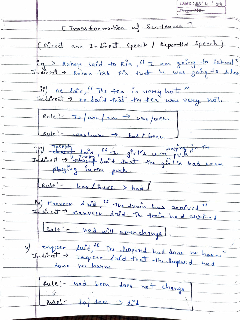 Direct and Indirect Speech Guide | PDF