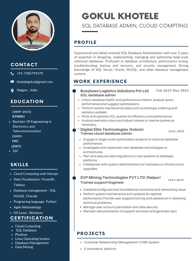 SQL Database Administrator Profile | PDF | Databases | My Sql