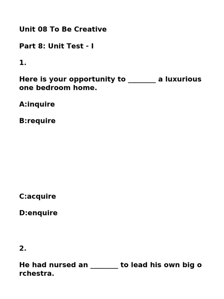 Unit - 08 Part - 8 - Unit - Test - I | PDF