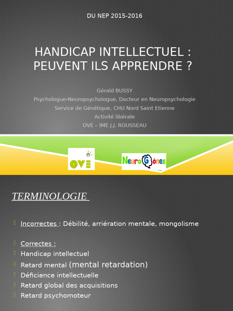 Apprentissage et handicap intellectuel | PDF | Handicap mental ...