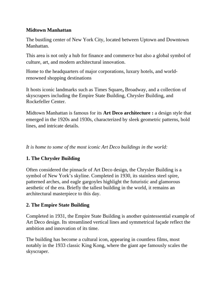 Midtown-Manhattan | PDF | Art Deco | Manhattan