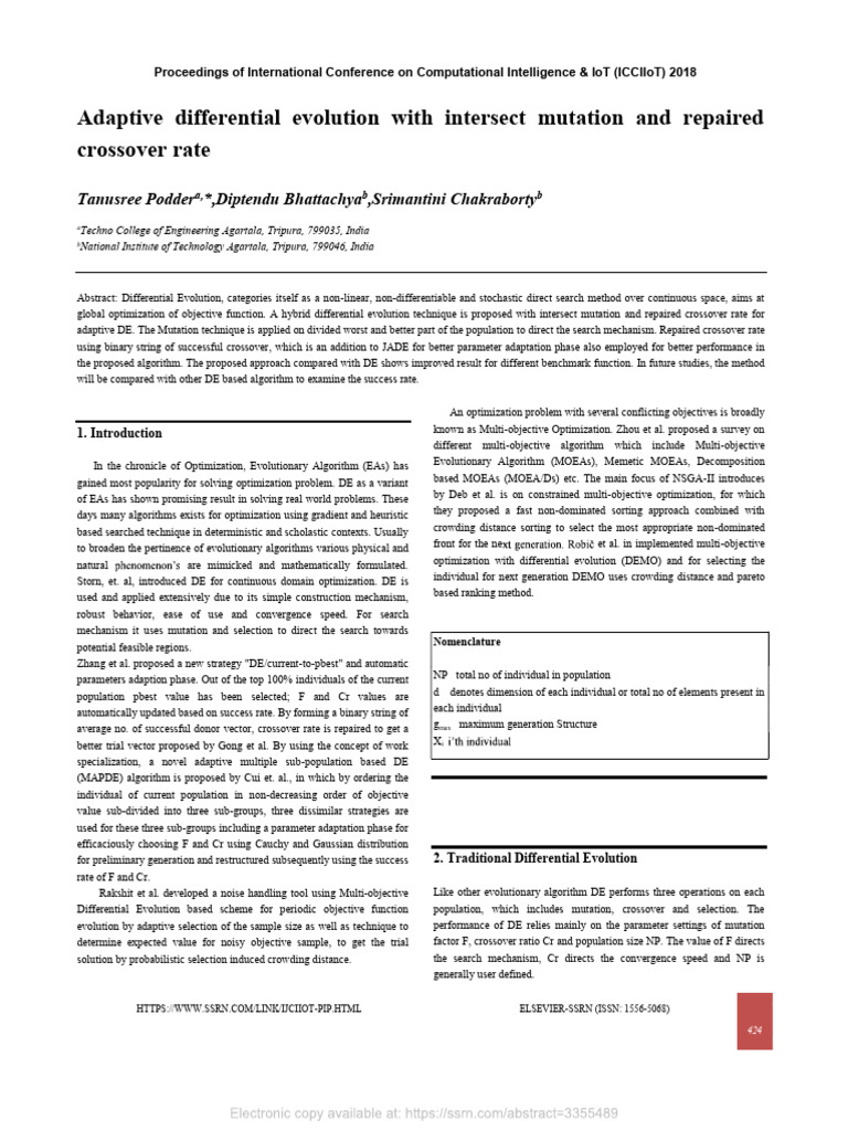 Adaptive differential evolution with intersect mutation and repaired ...
