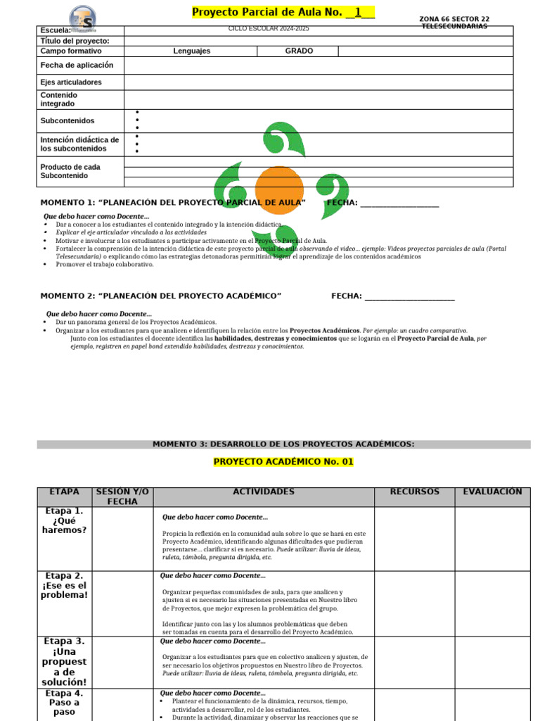 Proyecto Parcial de Aula 2024-2025 | PDF | Enseñando | Maestros