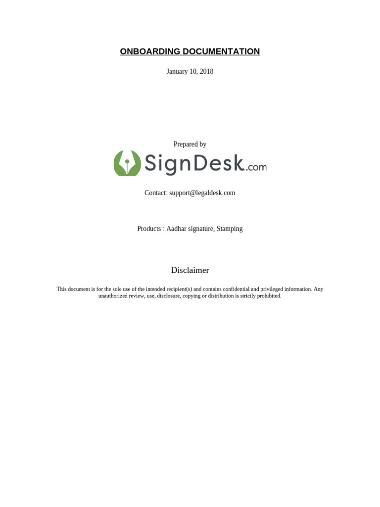 Onboarding documentation pdf signature privacy