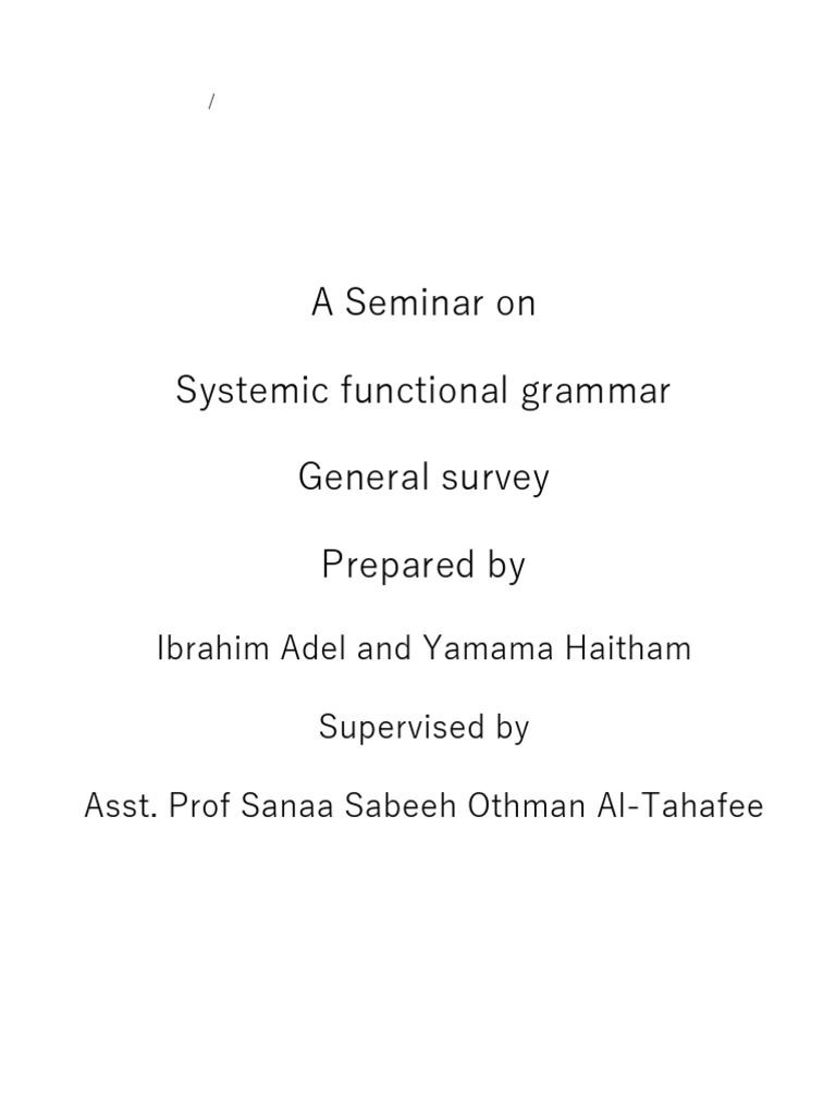 Systemic Functional Grammar Overview | PDF | Word | Linguistics