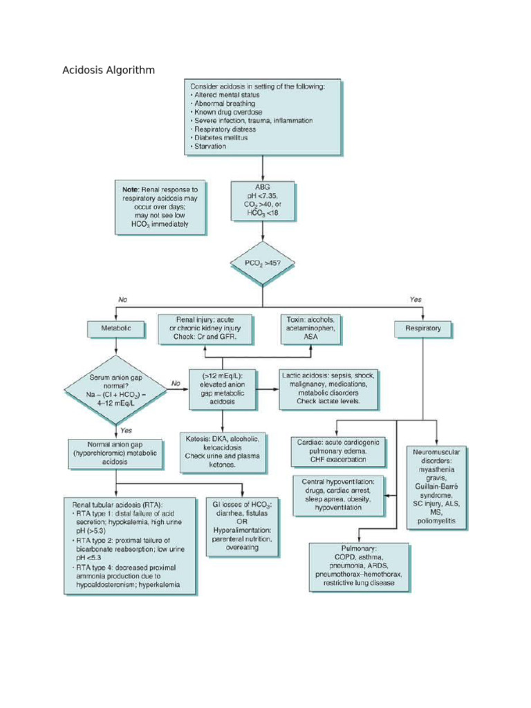 Acidosis Algorithm Overview | PDF