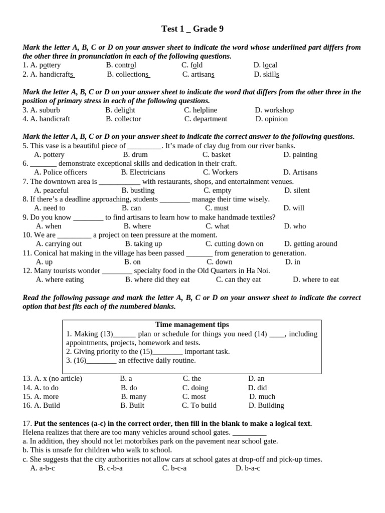 Test 1 Grade 9 Pdf Sleep Sleep Deprivation