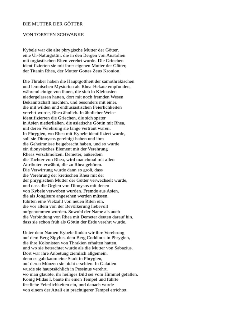 Die Mutter Der Götter | PDF