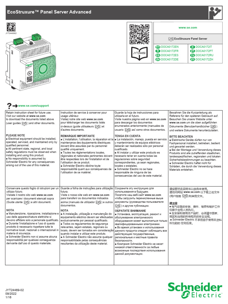 EcoStruxure Panel Server Advanced | PDF | Électrotechnique | Protocole ...