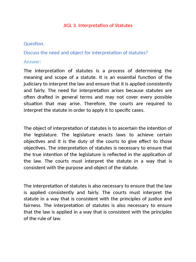 Interpretation of Statutes Guide | PDF | Statutory Interpretation | Justice