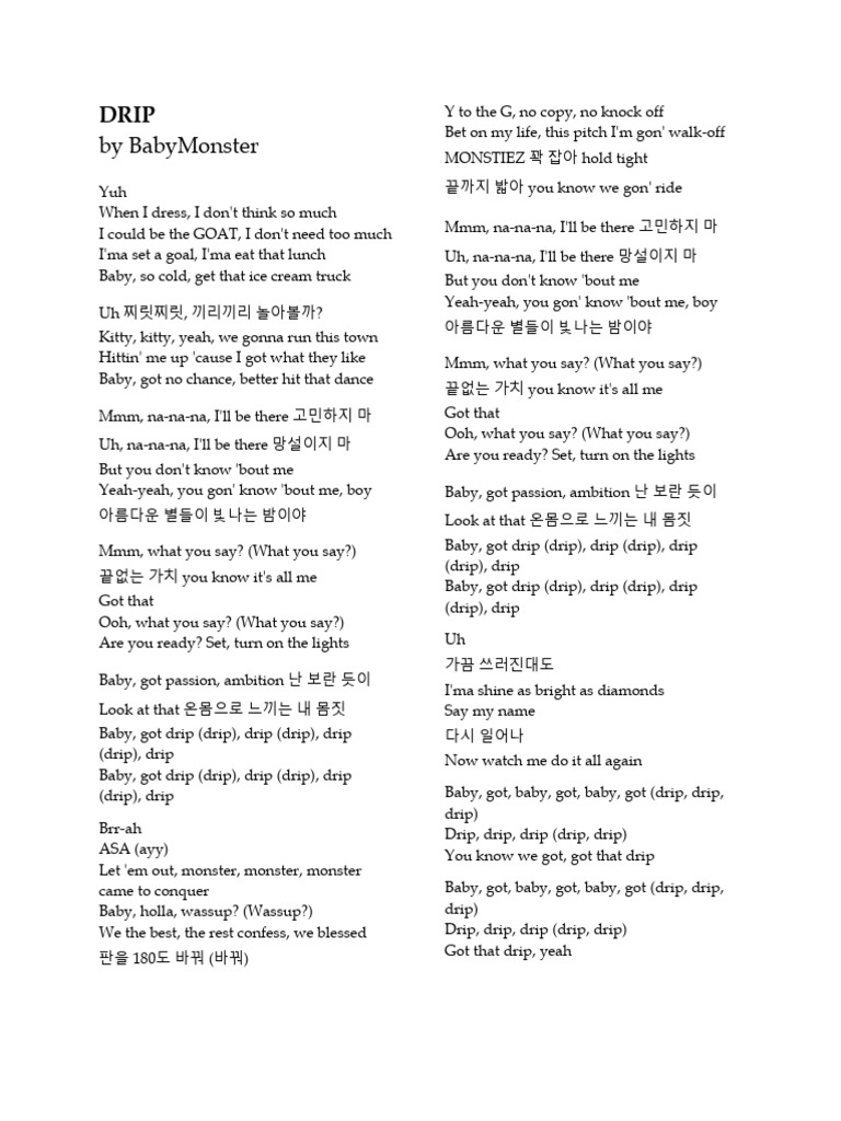 Babymonster S Drip Lyrics Pdf