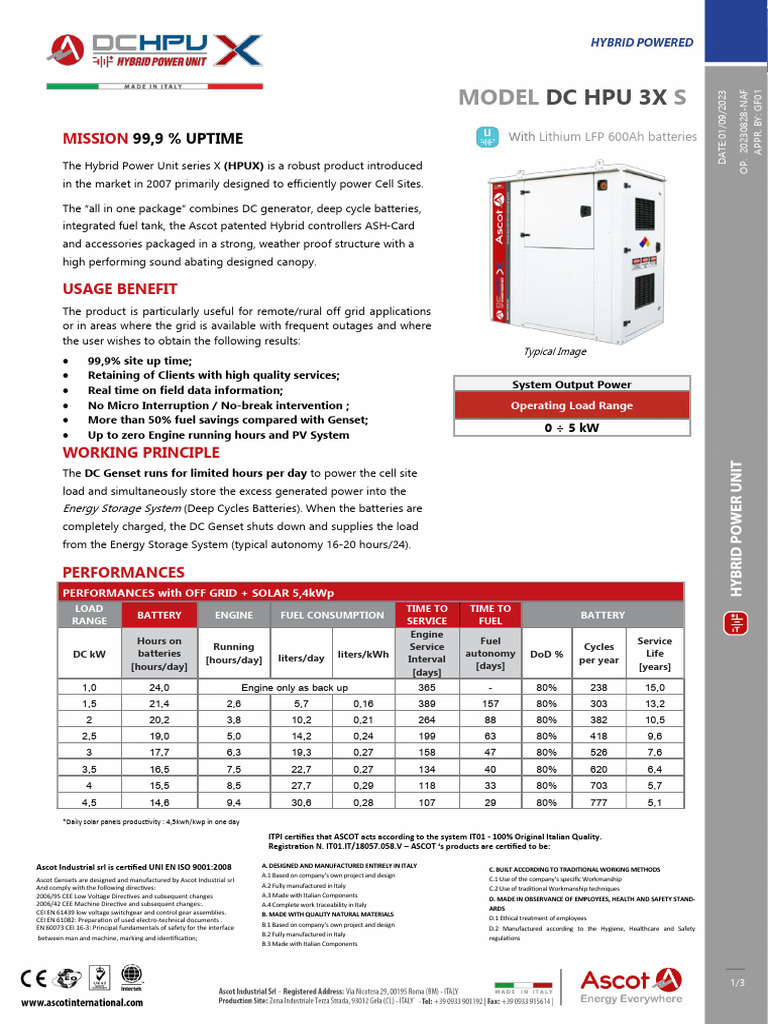 Ascot HPU-X Hybrid Power Unit Overview | PDF | Sustainable Energy ...