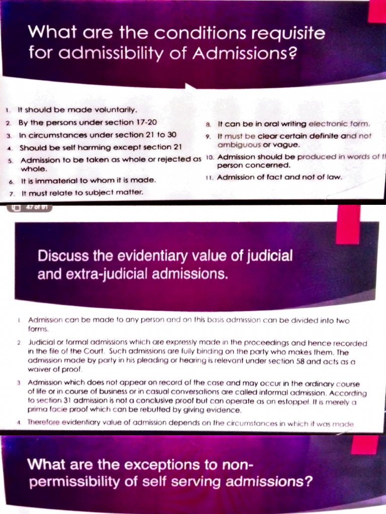Conditions for Admissibility of Admissions | PDF | Confession (Law ...