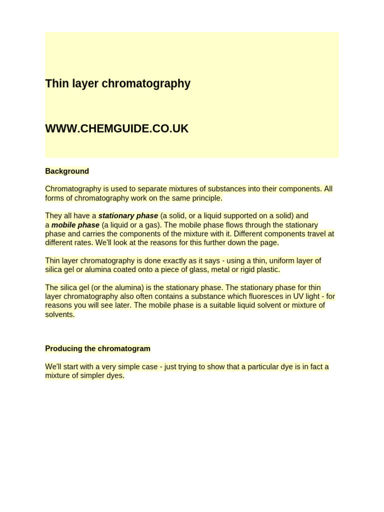 Understanding Thin Layer Chromatography | PDF | Chromatography | Gas ...