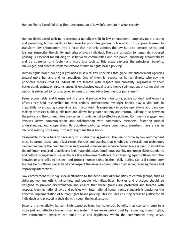 Human Rights in Law Enforcement Reform | PDF | Police | Human Rights