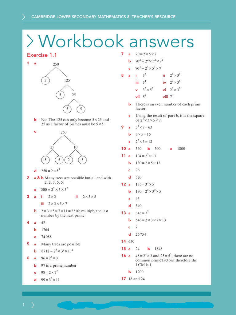 Cambridge Lower Secondary Maths 8 Answers | PDF | Mathematics ...