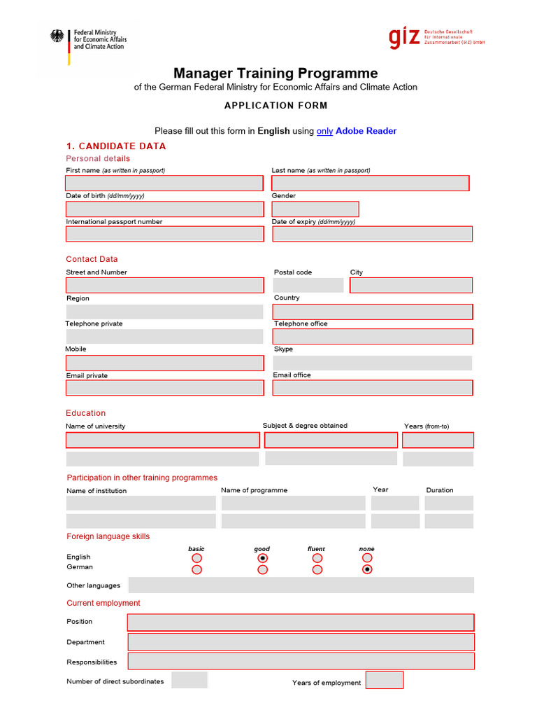 Manager Training Application Form | PDF | Employment | Economies