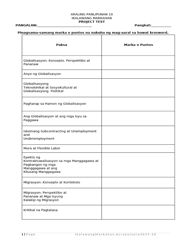 AP10 2nd Quarter Project TEst | PDF