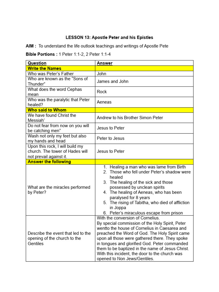 LESSON 13 | PDF | Saint Peter | Jesus