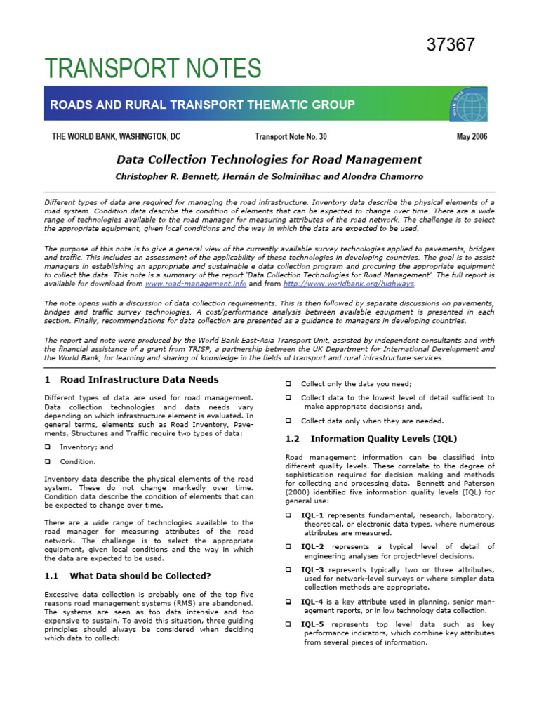 Data Collection for Road Management | PDF | Bridge | Road