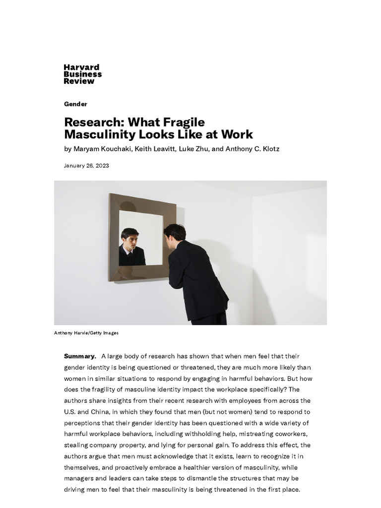 Research - What Fragile Masculinity Looks Like at Work | PDF ...