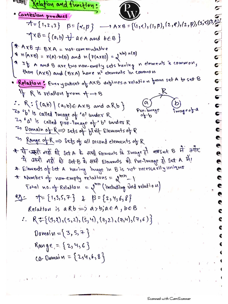 Relation Function Handwritten Notes Prayas JEE ...