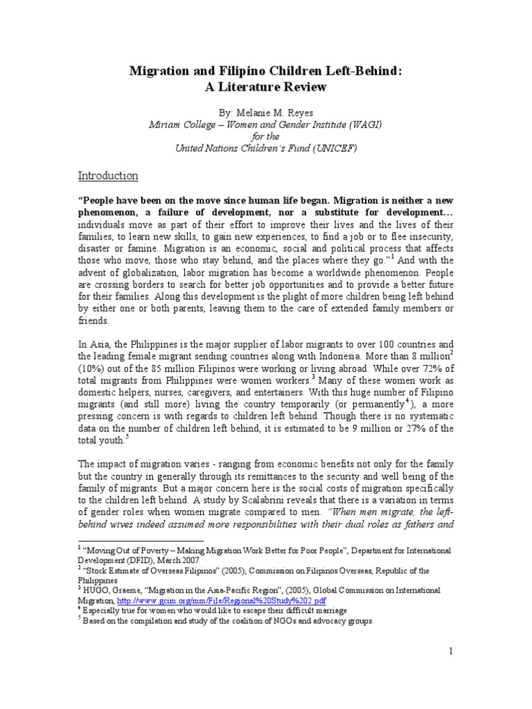 Impact of Migration on Filipino Children | PDF | Migrant Worker ...