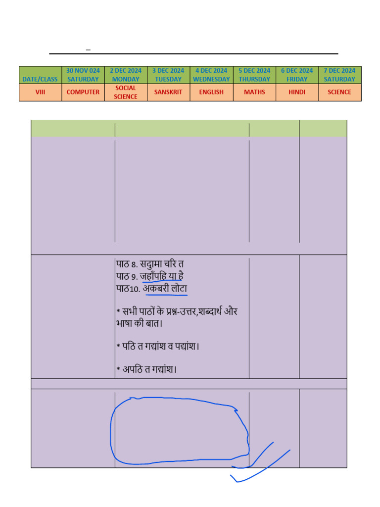 Class 8 Periodic Test II Timetable | PDF | Languages | Foreign Language ...