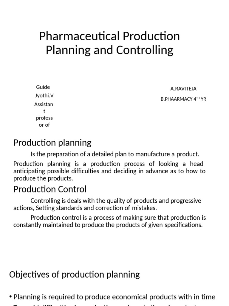 Pharmaceutical Production Planning Guide | PDF | Routing | Scheduling ...