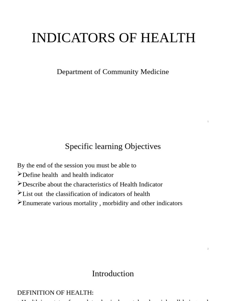 INDICATORS OF HEALTH | PDF | Quality Of Life | Medicine