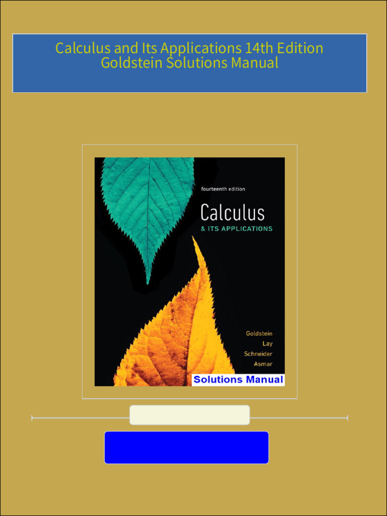 Full download of calculus and its applications 14th edition goldstein