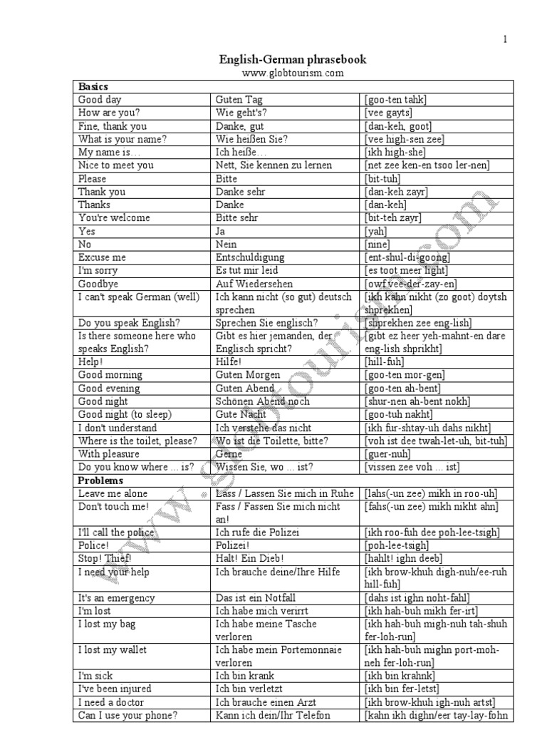 German Phrases | PDF
