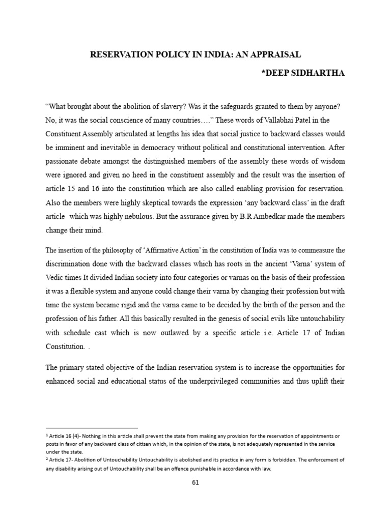 India’s Reservation Policy Explained | PDF | Politics Of India ...