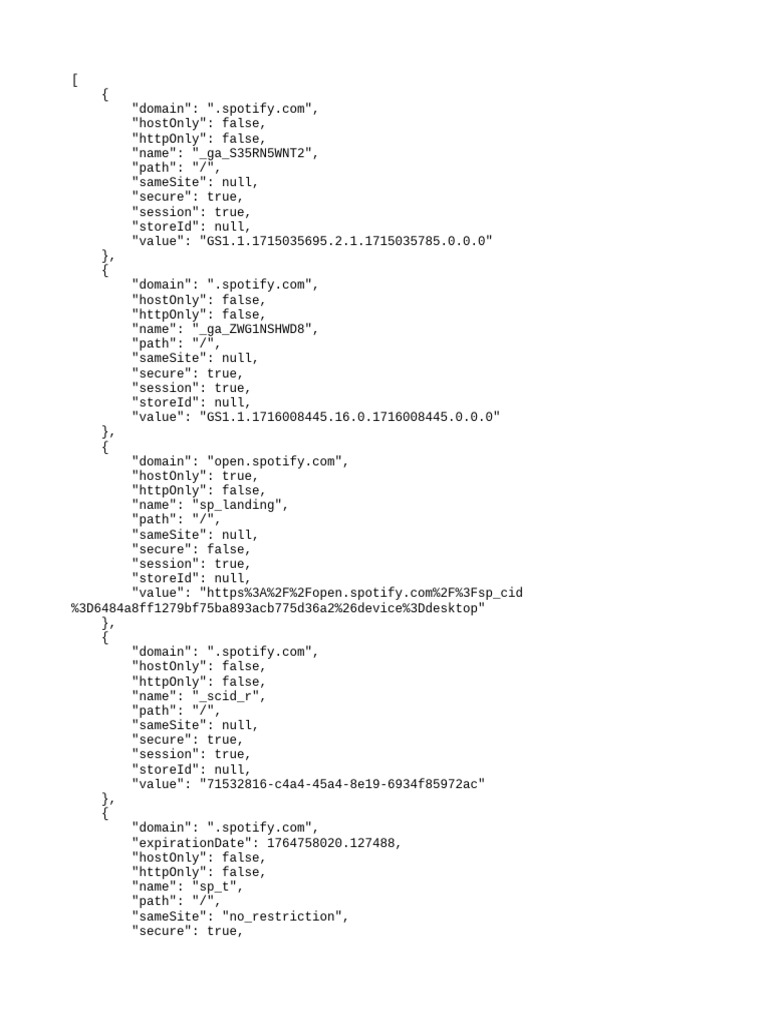 Spotify Cookie Data Overview | PDF | Http Cookie | Sql