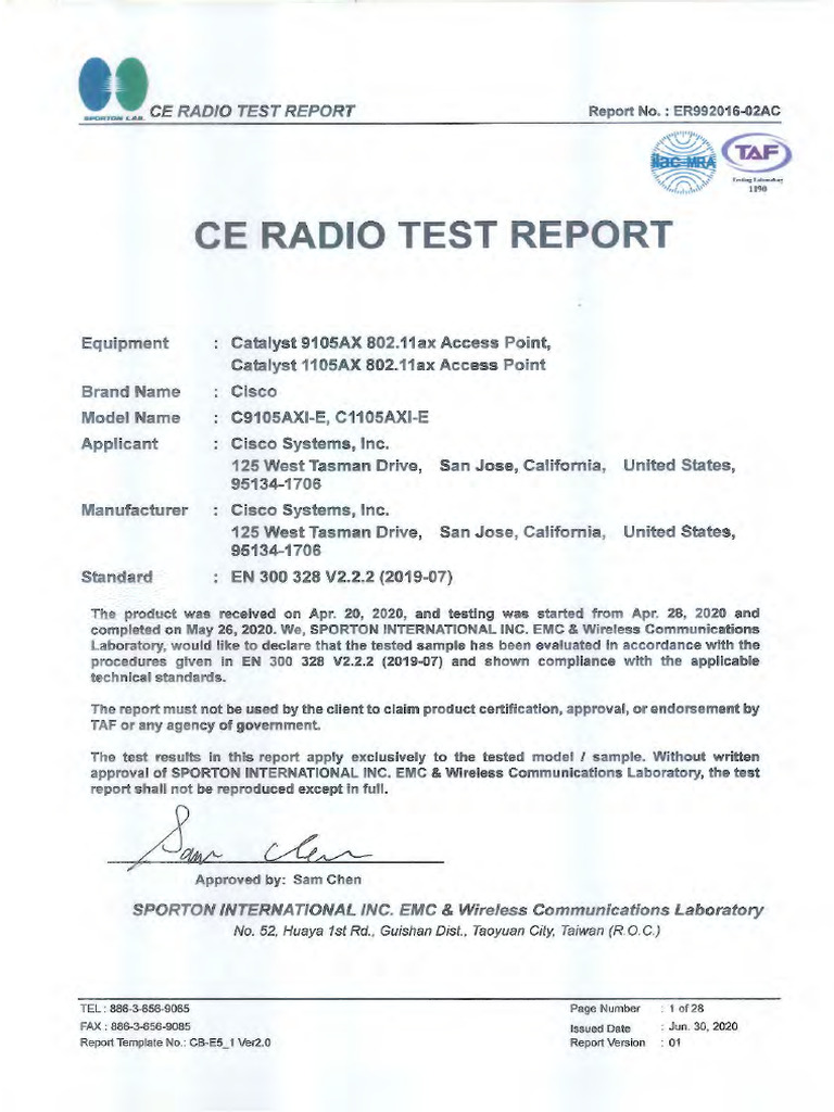 CE Radio Test Report ER992016-02AC | PDF | Radio | Antenna (Radio)