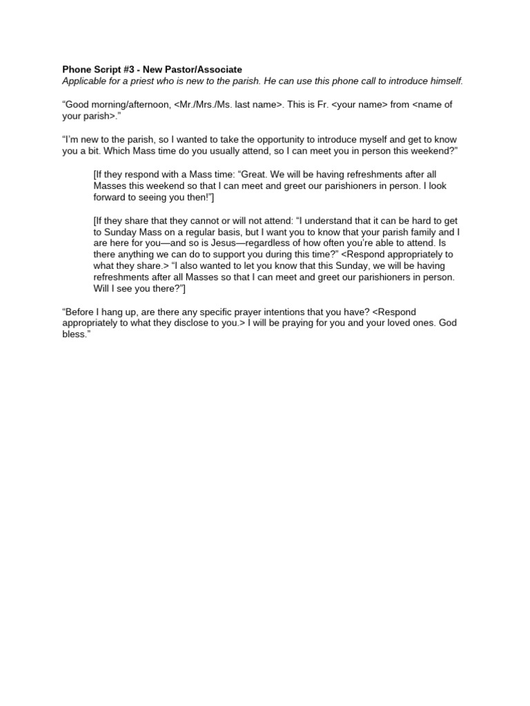 [English]+Phone+Script+–+New+Pastor+Introduction | PDF
