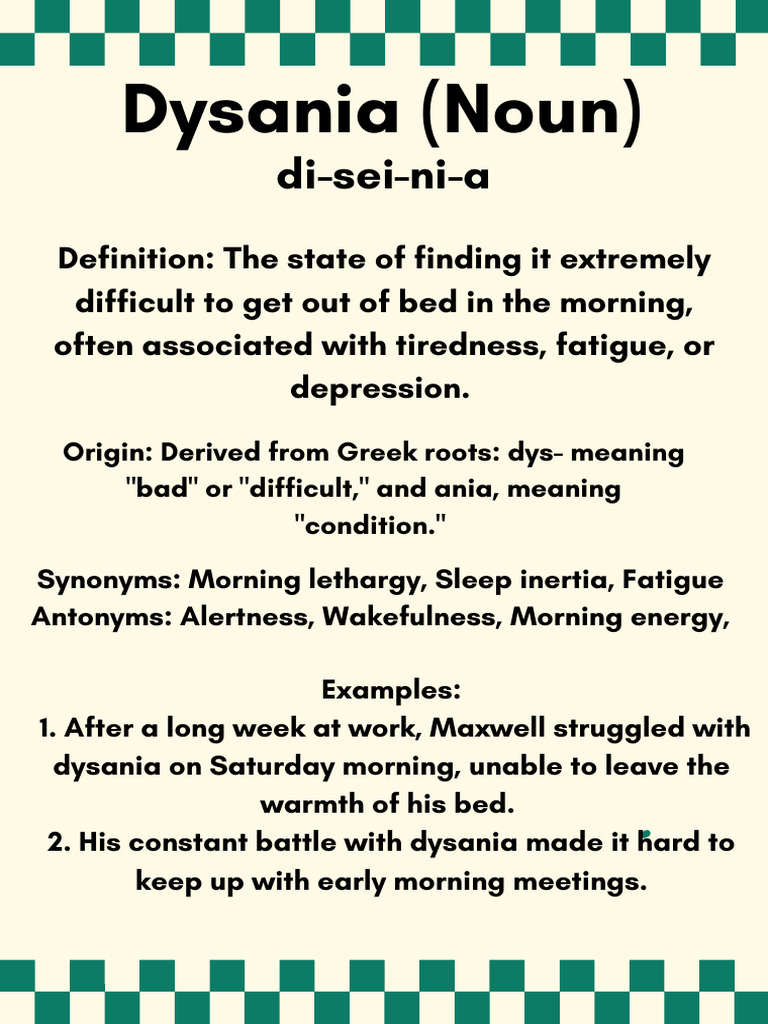 Dysania (Noun) Di Sei Ni A | PDF