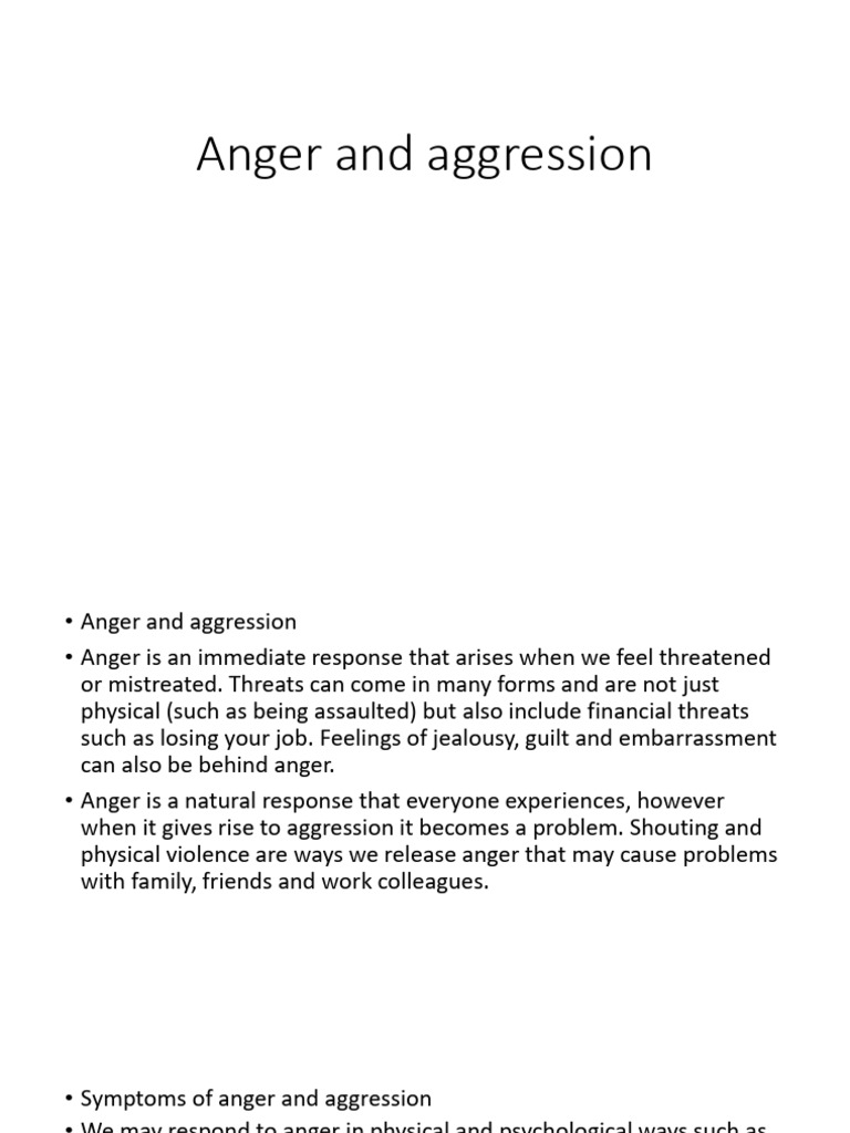 Anger And Aggression Pdf Anger Aggression