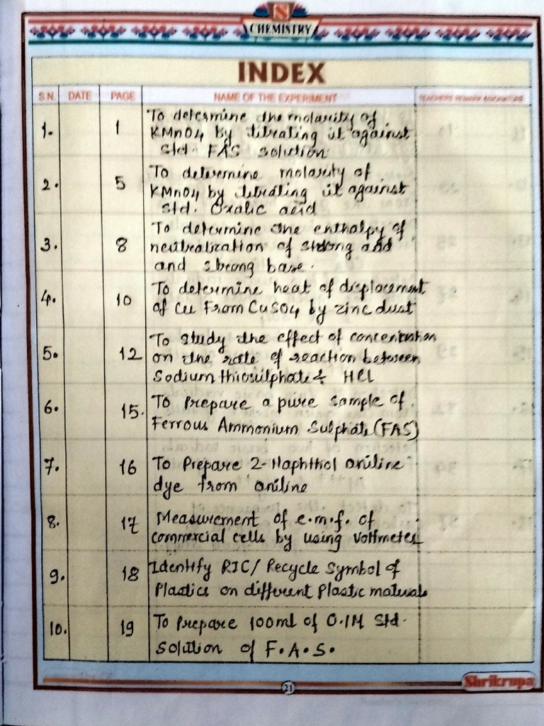 Chemistry Practical File.. | PDF